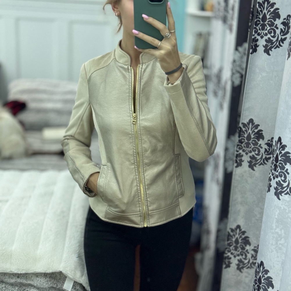 Andrew Marc Light Beige Leather Jacket